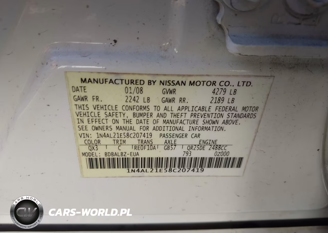 2008 Nissan Altima 2.5 S VIN:1N4AL21E58C207419 - 9