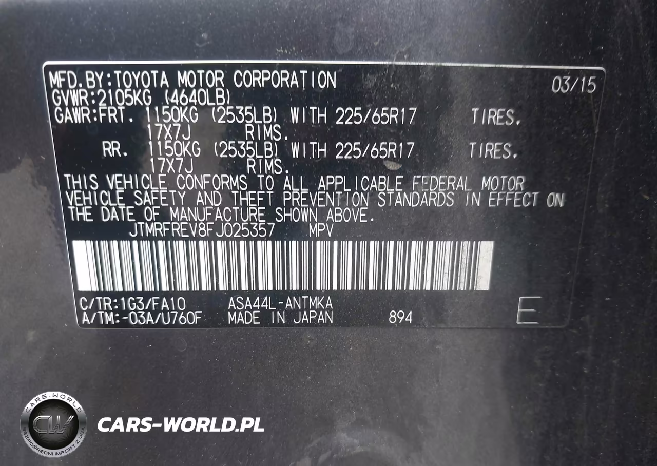 2015 Toyota Rav4 Xle VIN:JTMRFREV8FJ025357 - 9