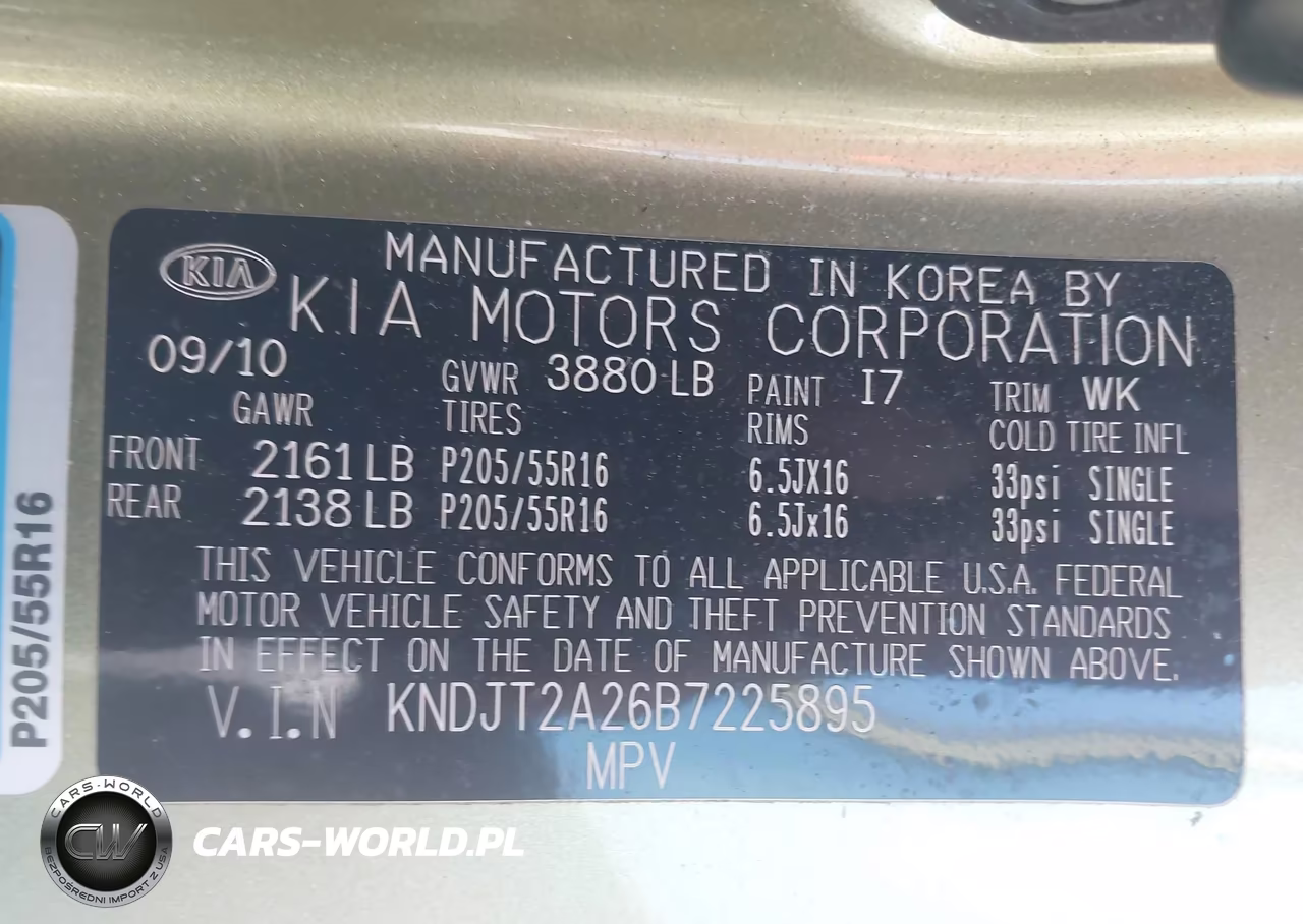2011 Kia Soul + VIN:KNDJT2A26B7225895 - 9