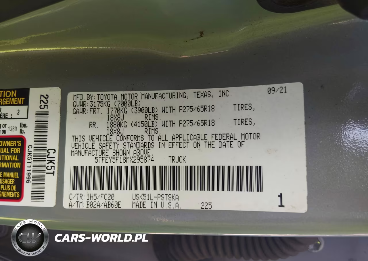 2021 Toyota Tundra Sr5 VIN:5TFEY5F18MX295874 - 9