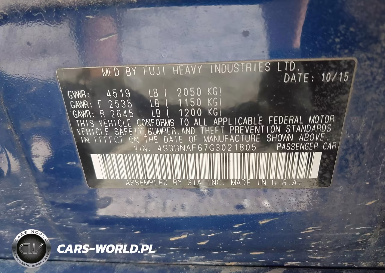 2016 Subaru Legacy 2.5I Premium VIN:4S3BNAF67G3021805 - 9