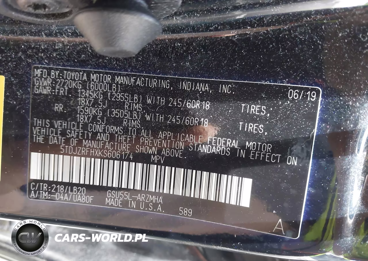 2019 Toyota Highlander Xle VIN:5TDJZRFHXKS606174 - 9