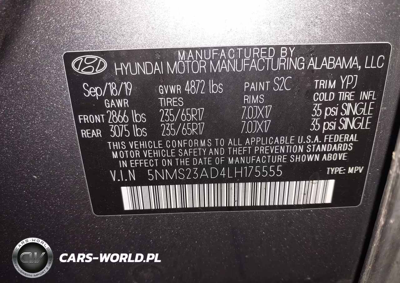 2020 Hyundai Santa Fe Se VIN:5NMS23AD4LH175555 - 9