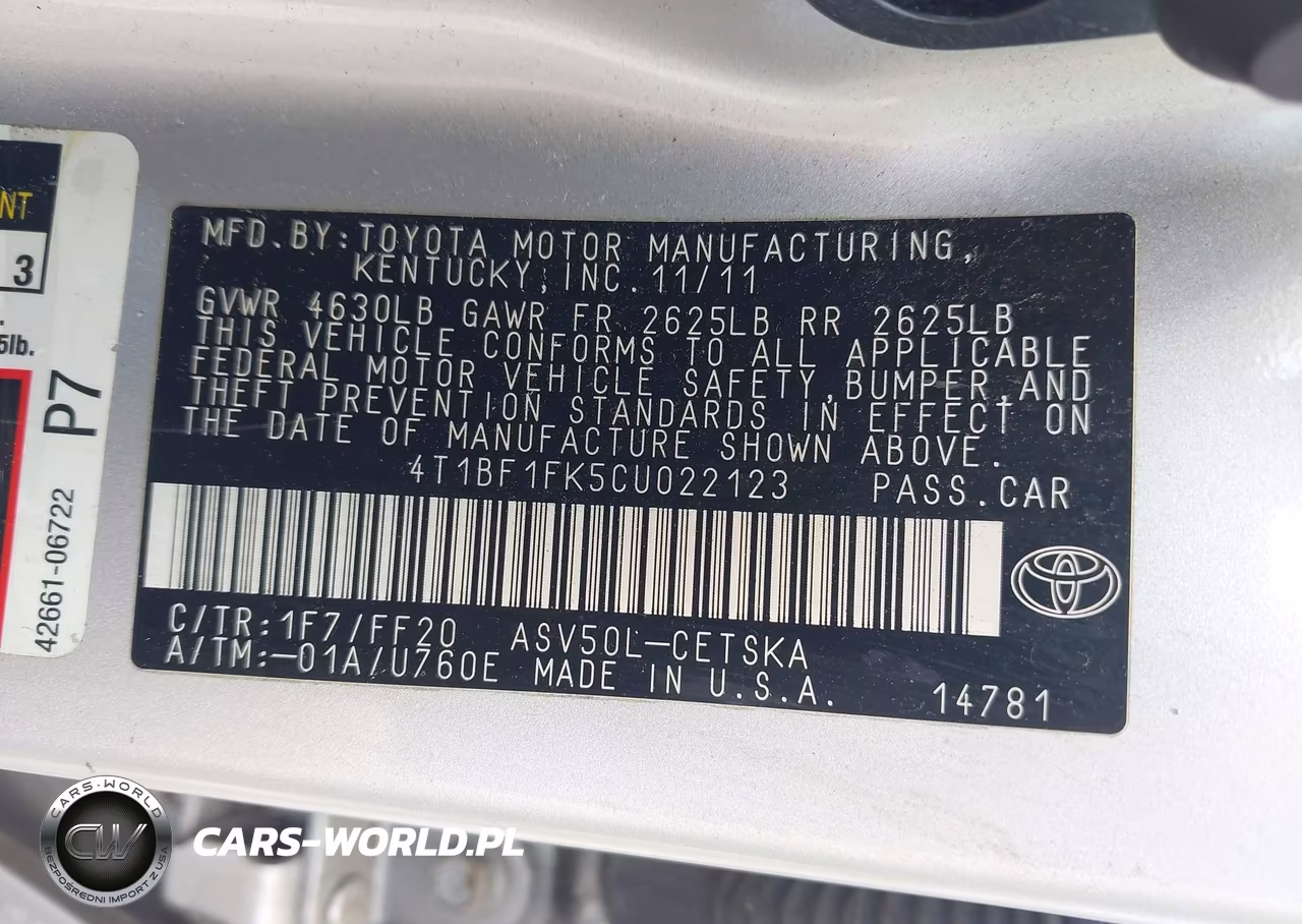 2012 Toyota Camry Se VIN:4T1BF1FK5CU022123 - 9
