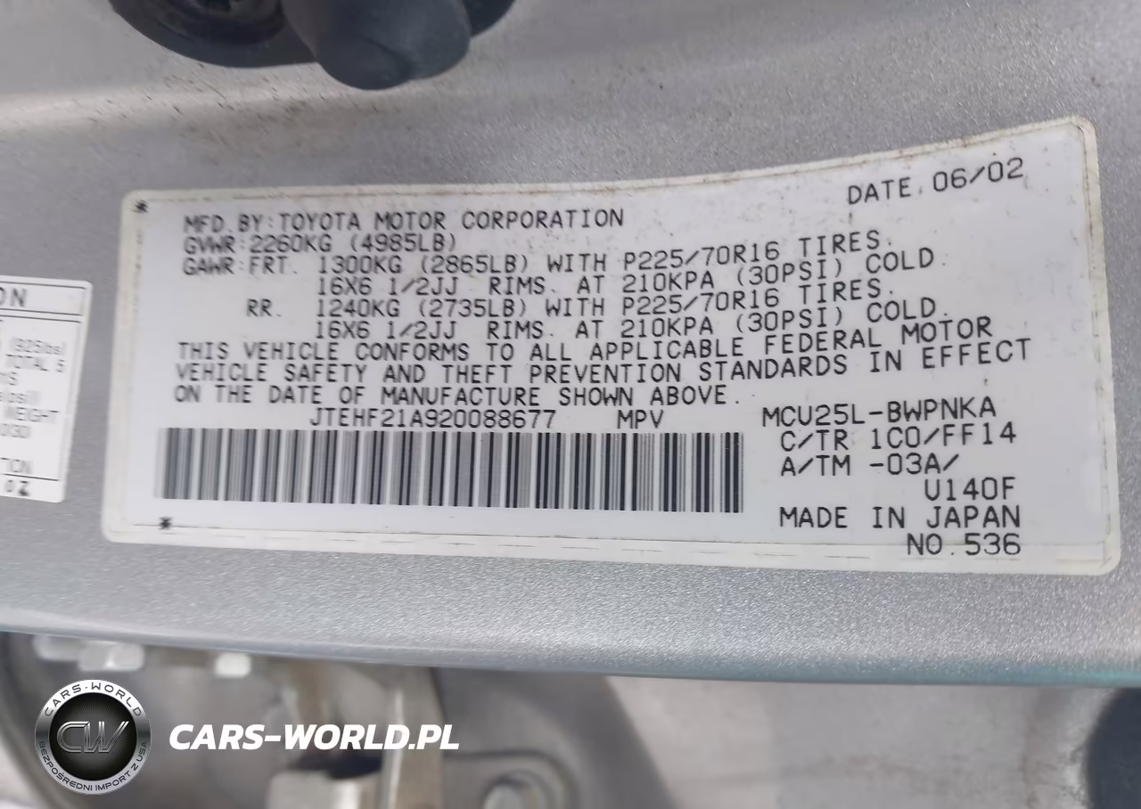 2002 Toyota Highlander Limited V6 VIN:JTEHF21A920088677 - 9