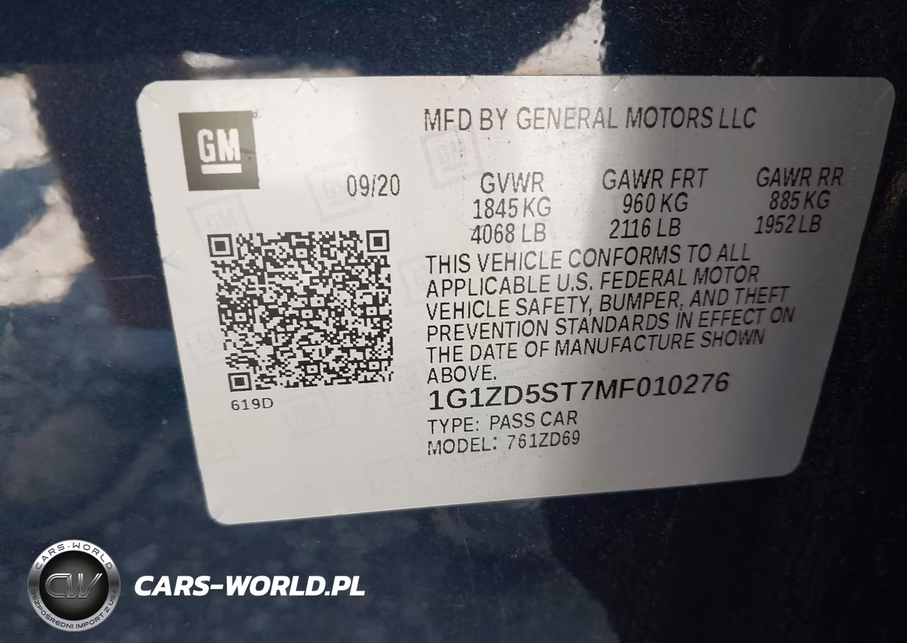 2021 Chevrolet Malibu Fwd Lt VIN:1G1ZD5ST7MF010276 - 9