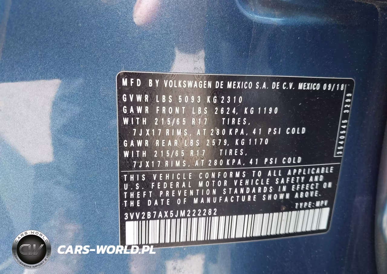 2018 Volkswagen Tiguan 2.0T Se-2.0T Sel VIN:3VV2B7AX5JM222282 - 9