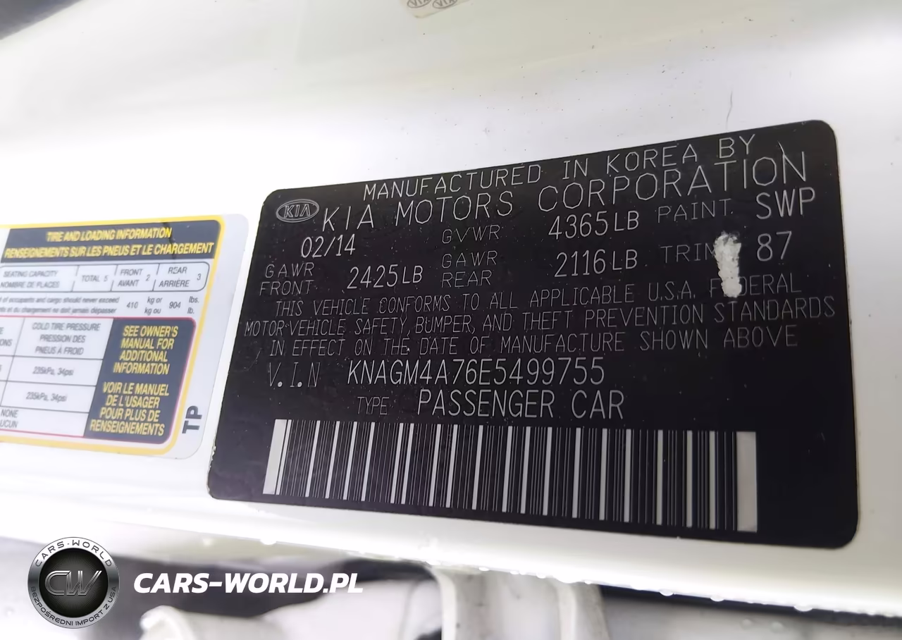 2014 Kia Optima Lx VIN:KNAGM4A76E5499755 - 9