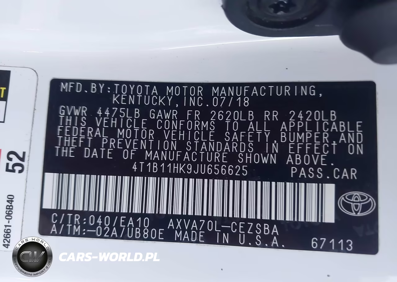 2018 Toyota Camry Se VIN:4T1B11HK9JU656625 - 9