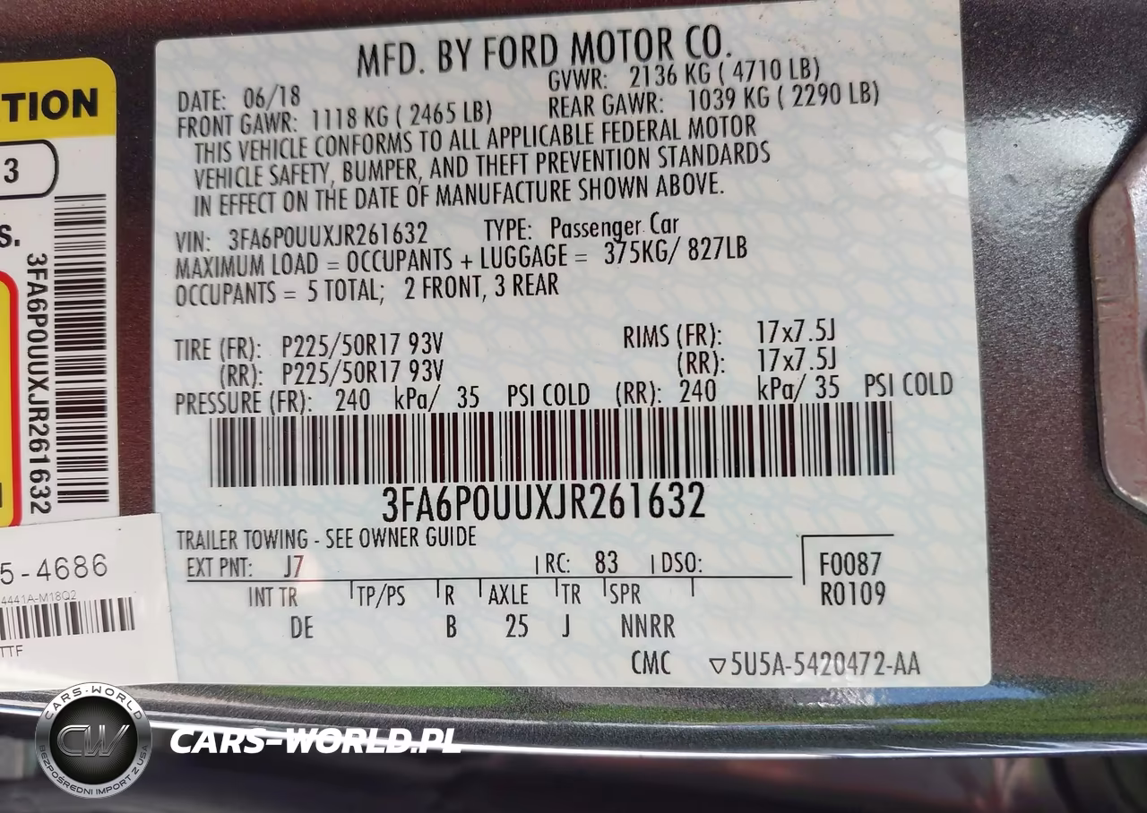 2018 Ford Fusion Hybrid S VIN:3FA6P0UUXJR261632 - 9