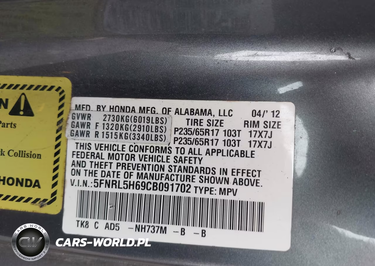 2012 Honda Odyssey Ex-L VIN:5FNRL5H69CB091702 - 9