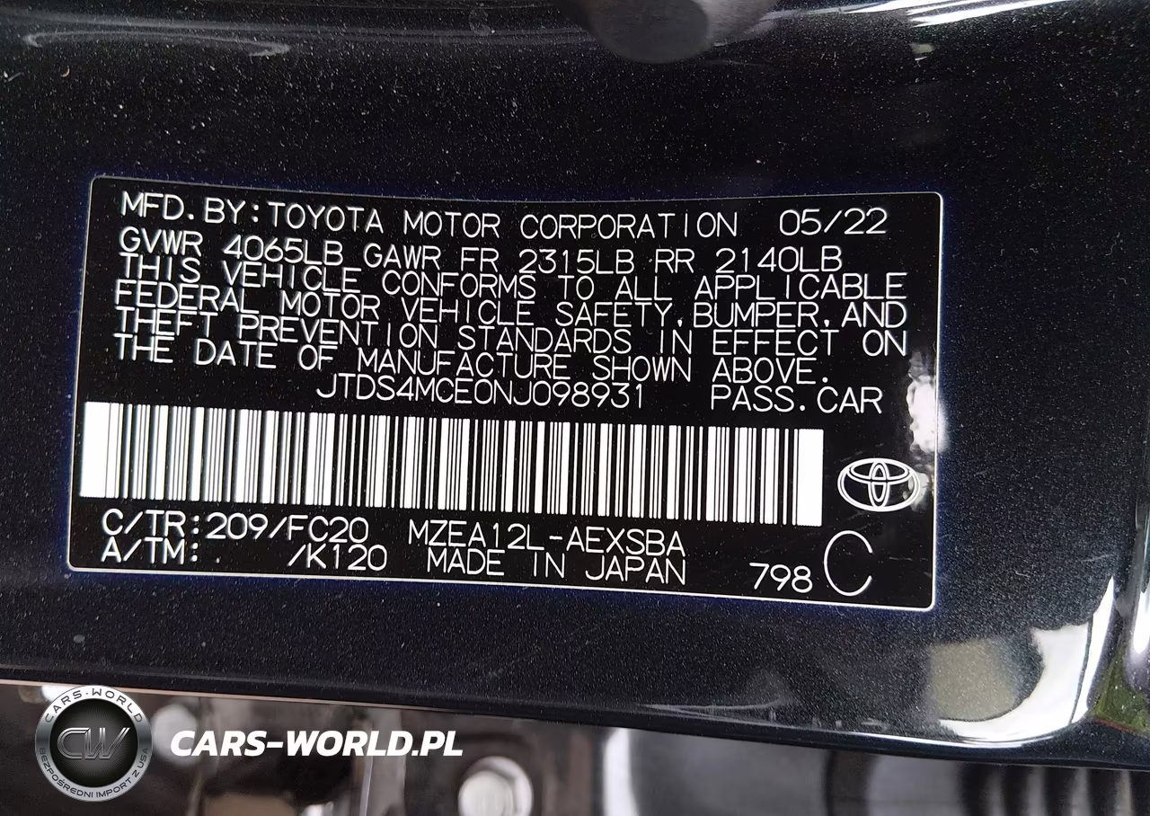 2022 Toyota Corolla Se VIN:JTDS4MCE0NJ098931 - 9