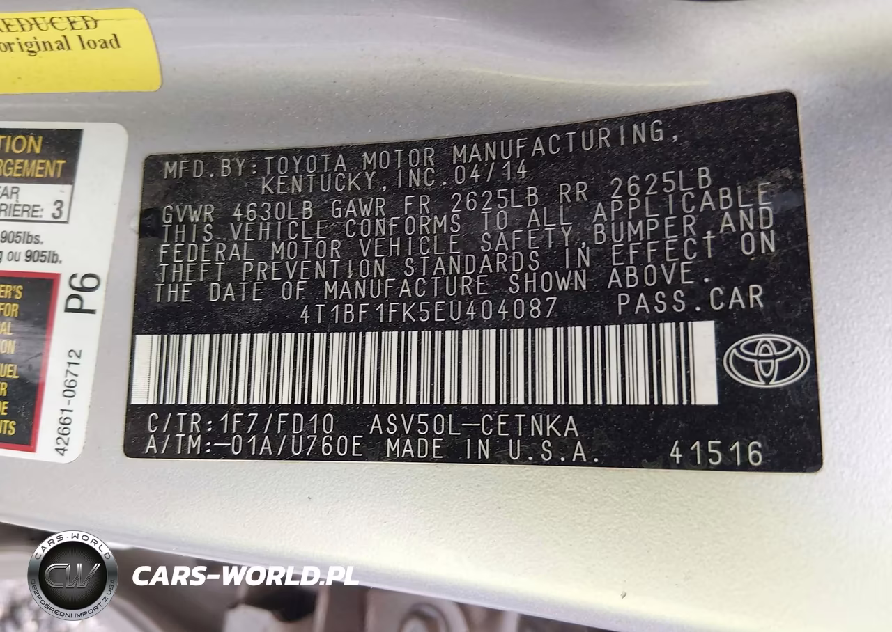 2014 Toyota Camry Le VIN:4T1BF1FK5EU404087 - 9