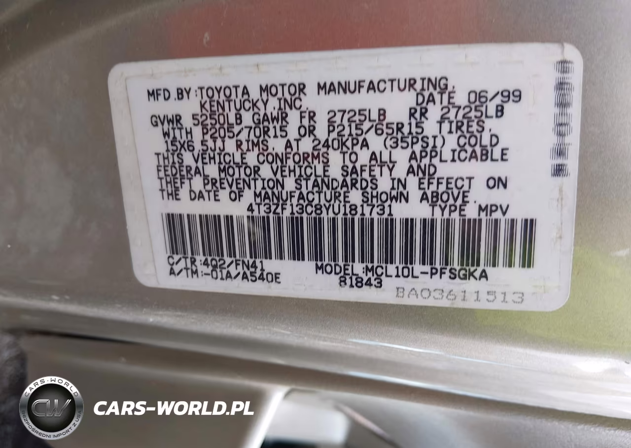 2000 Toyota Sienna Le VIN:4T3ZF13C8YU181731 - 9