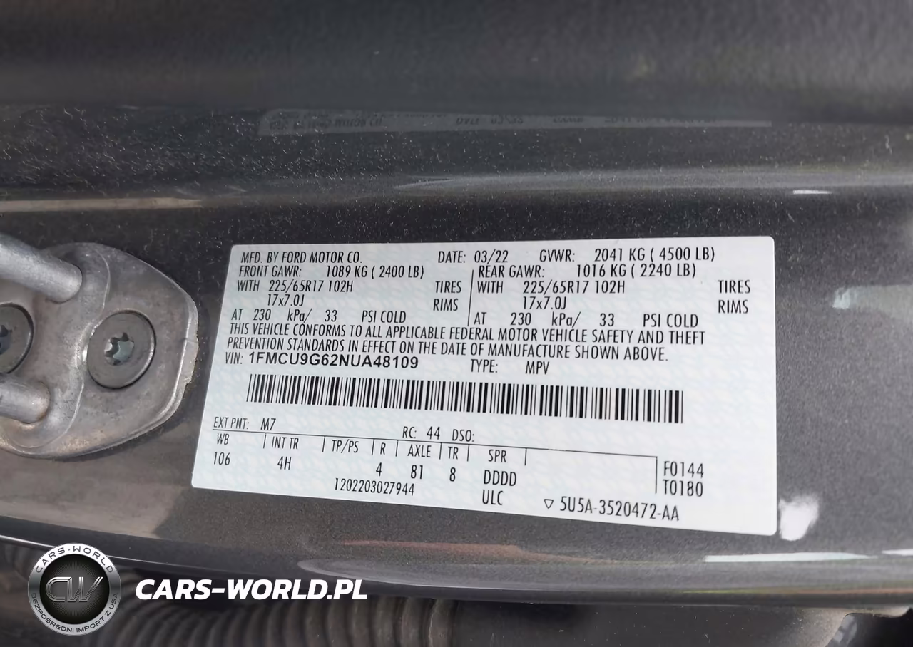 2022 Ford Escape Se VIN:1FMCU9G62NUA48109 - 9