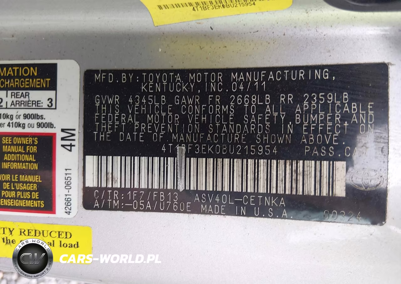 2011 Toyota Camry Le VIN:4T1BF3EK0BU215954 - 9