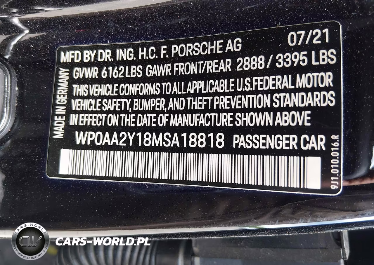 2021 Porsche Taycan VIN:WP0AA2Y18MSA18818 - 9