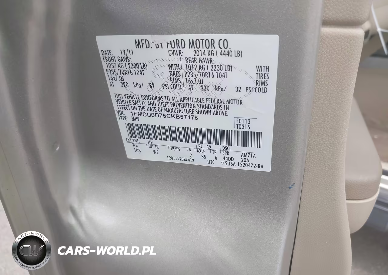 2012 Ford Escape Xlt VIN:1FMCU0D75CKB57178 - 9