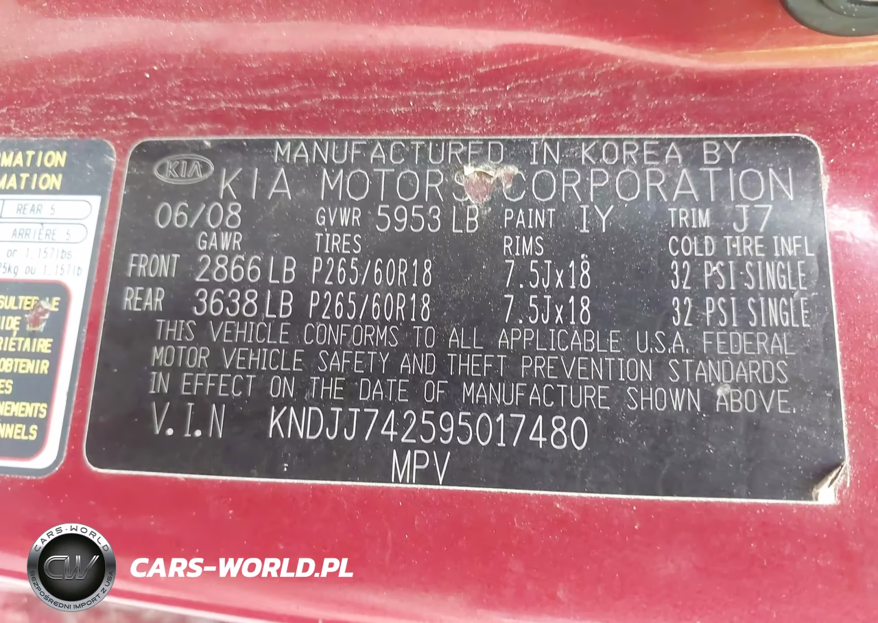 2009 Kia Borrego Ex V8 VIN:KNDJJ742595017480 - 9