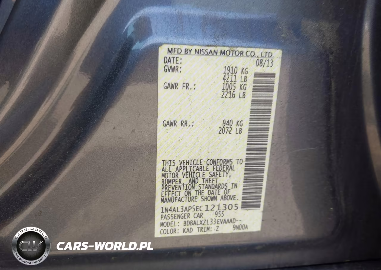 2014 Nissan Altima 2.5 Sl VIN:1N4AL3AP5EC121305 - 9