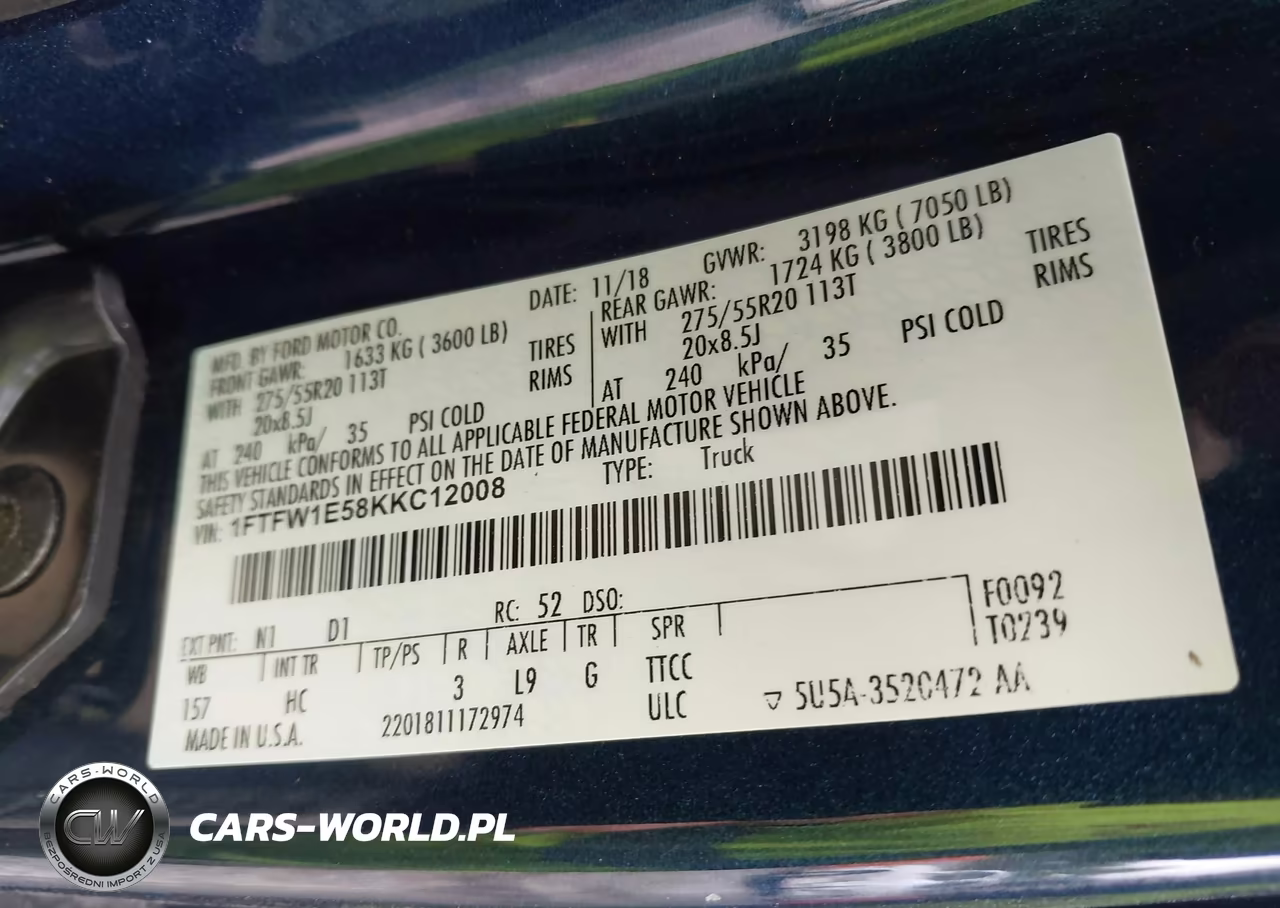 2019 Ford F-150 Lariat VIN:1FTFW1E58KKC12008 - 9
