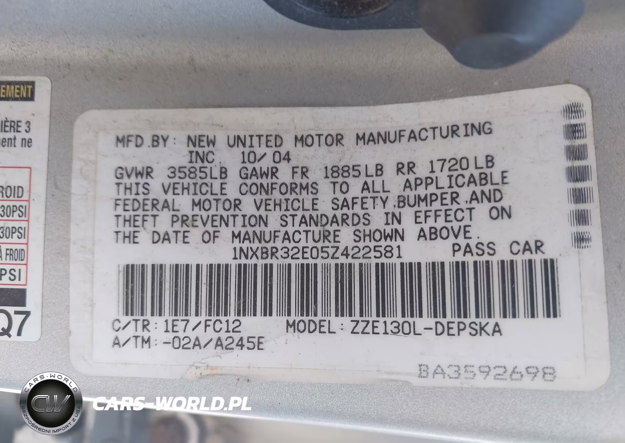 2005 Toyota Corolla S VIN:1NXBR32E05Z422581 - 9