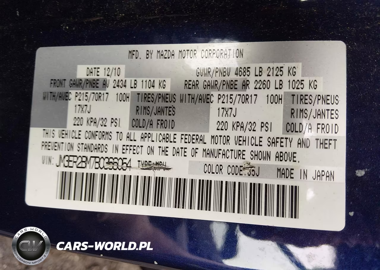 2011 Mazda Cx-7 I Sport VIN:JM3ER2BM7B0366054 - 8