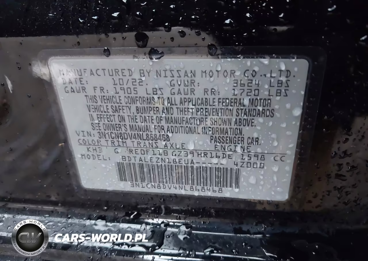2022 Nissan Versa 1.6 S Xtronic Cvt VIN:3N1CN8DV4NL868468 - 9