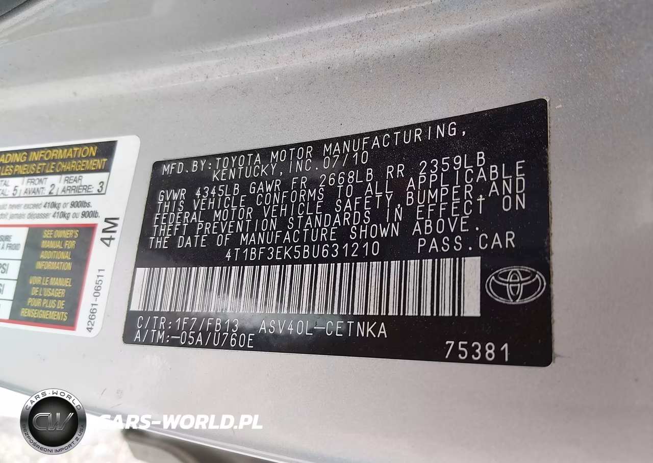 2011 Toyota Camry Le VIN:4T1BF3EK5BU631210 - 9