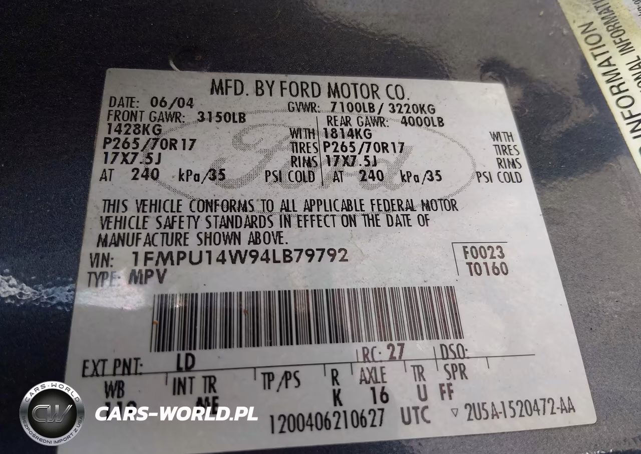 2004 Ford Expedition Xls VIN:1FMPU14W94LB79792 - 9