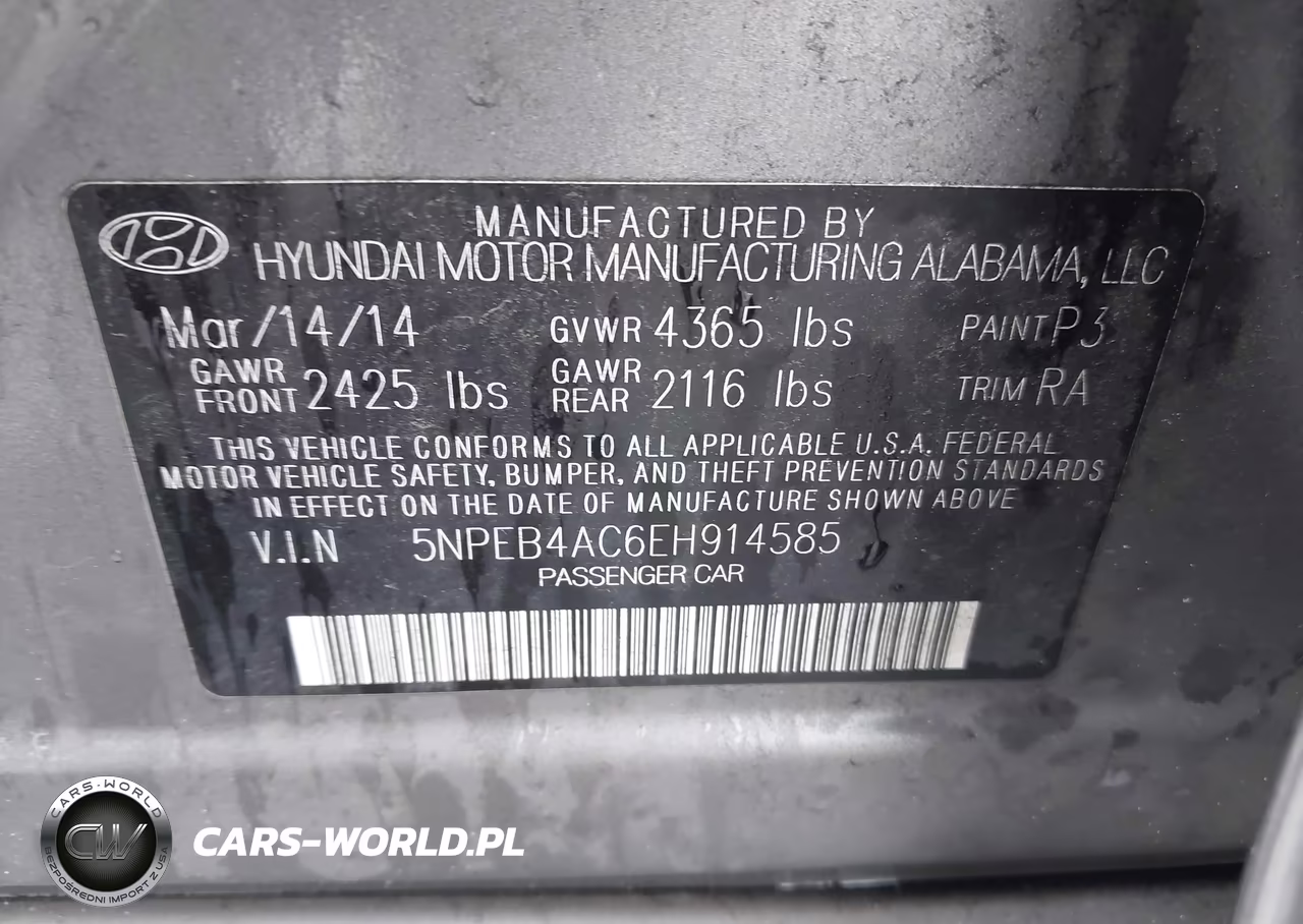 2014 Hyundai Sonata Gls VIN:5NPEB4AC6EH914585 - 9