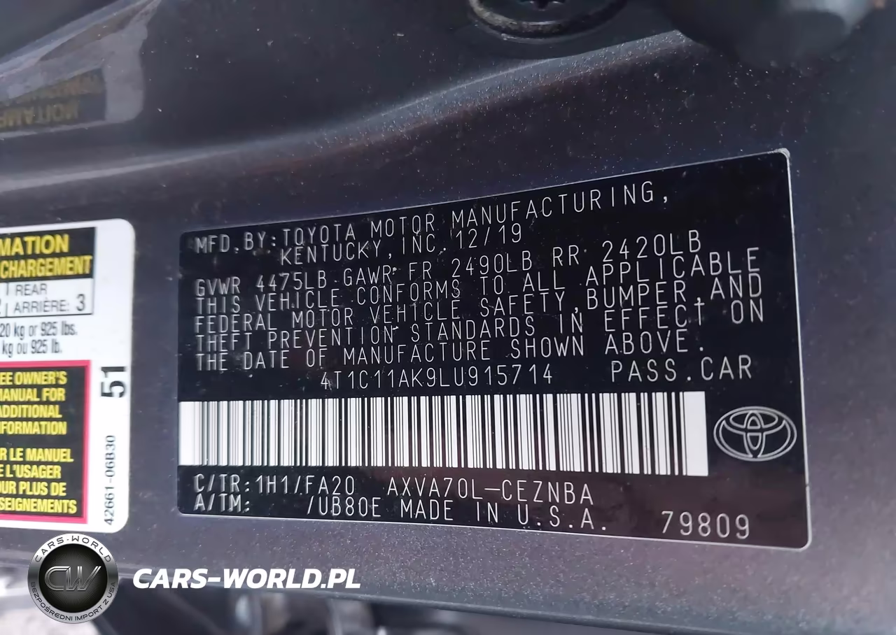 2020 Toyota Camry Le VIN:4T1C11AK9LU915714 - 9