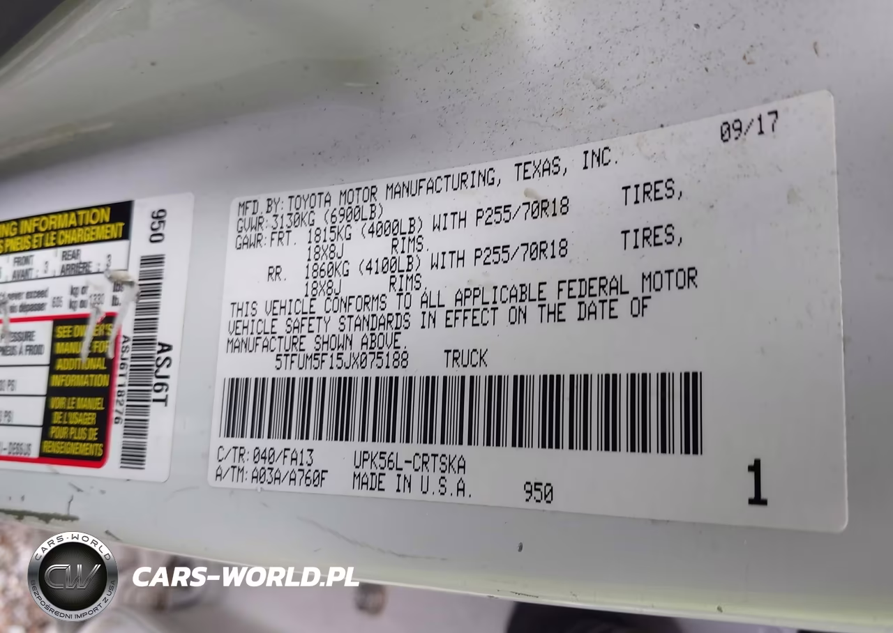 2018 Toyota Tundra Sr 4.6L V8 VIN:5TFUM5F15JX075188 - 9