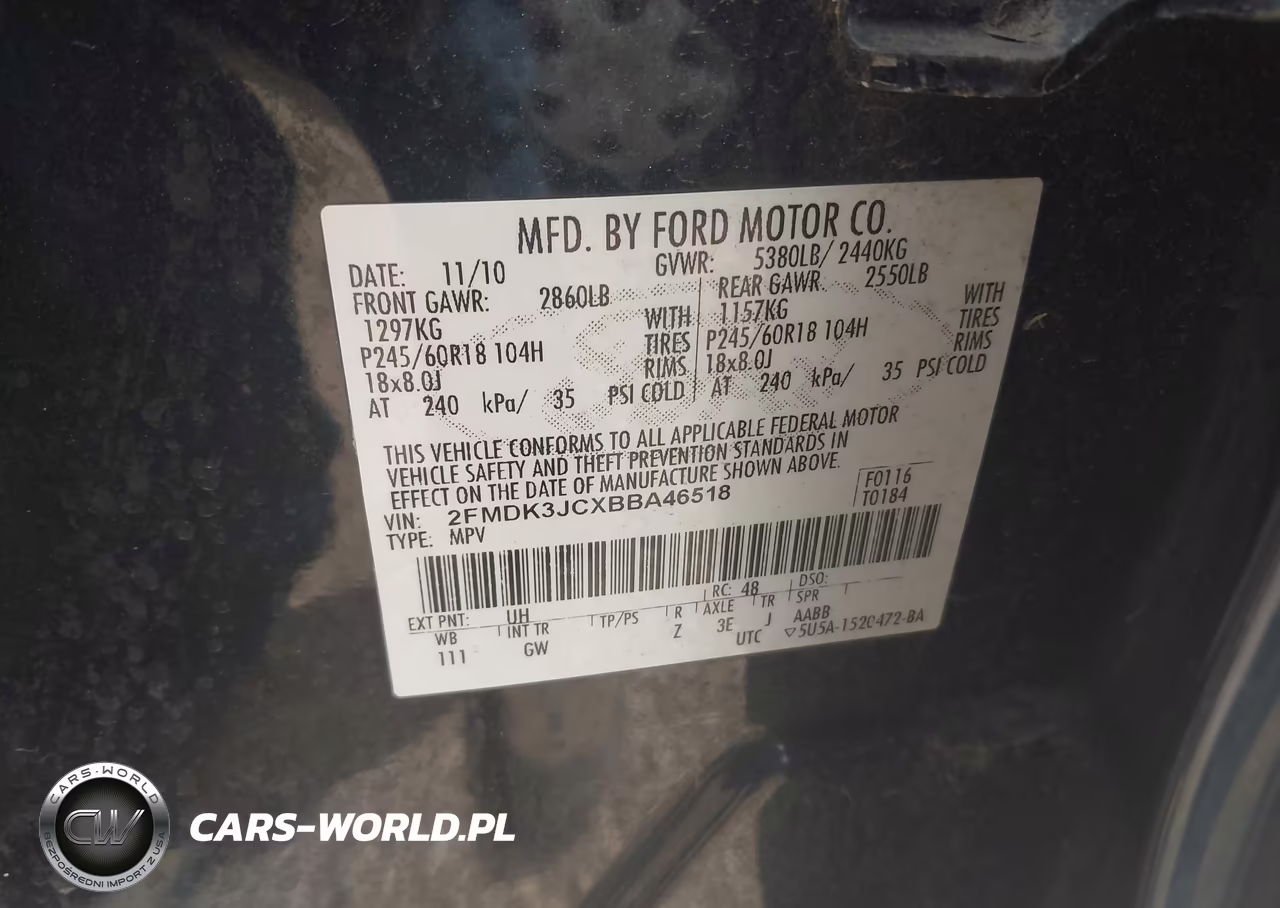 2011 Ford Edge Sel VIN:2FMDK3JCXBBA46518 - 9