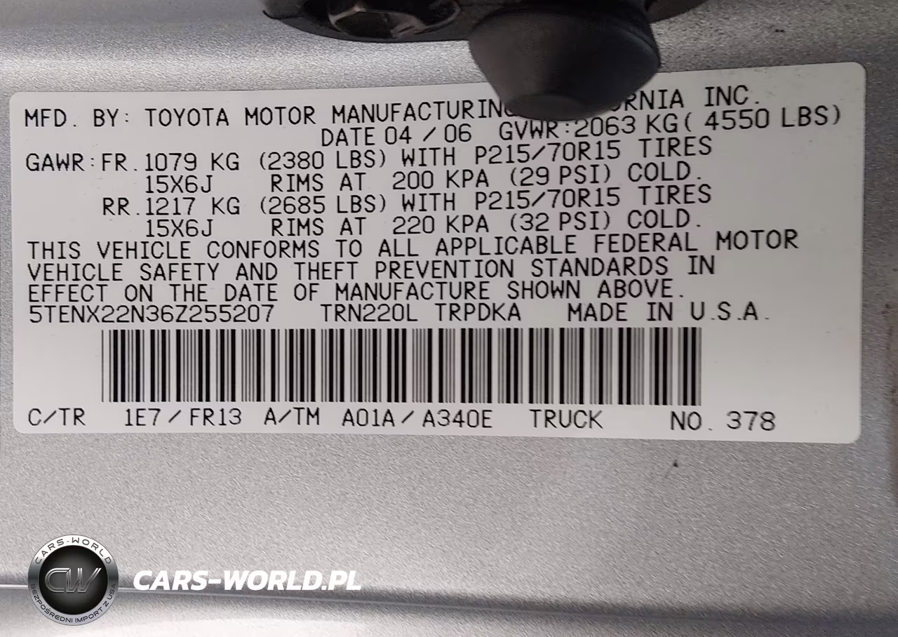 2006 Toyota Tacoma VIN:5TENX22N36Z255207 - 9