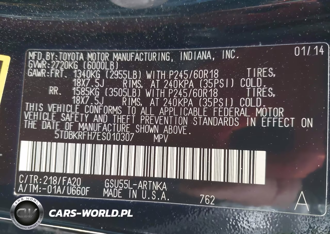 2014 Toyota Highlander Le Plus V6 VIN:5TDBKRFH7ES010307 - 9