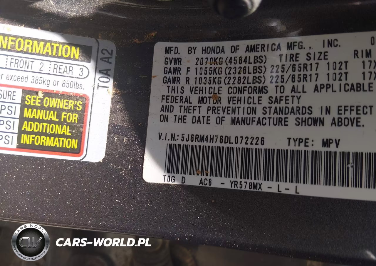 2013 Honda Cr-V Ex-L VIN:5J6RM4H76DL072226 - 9