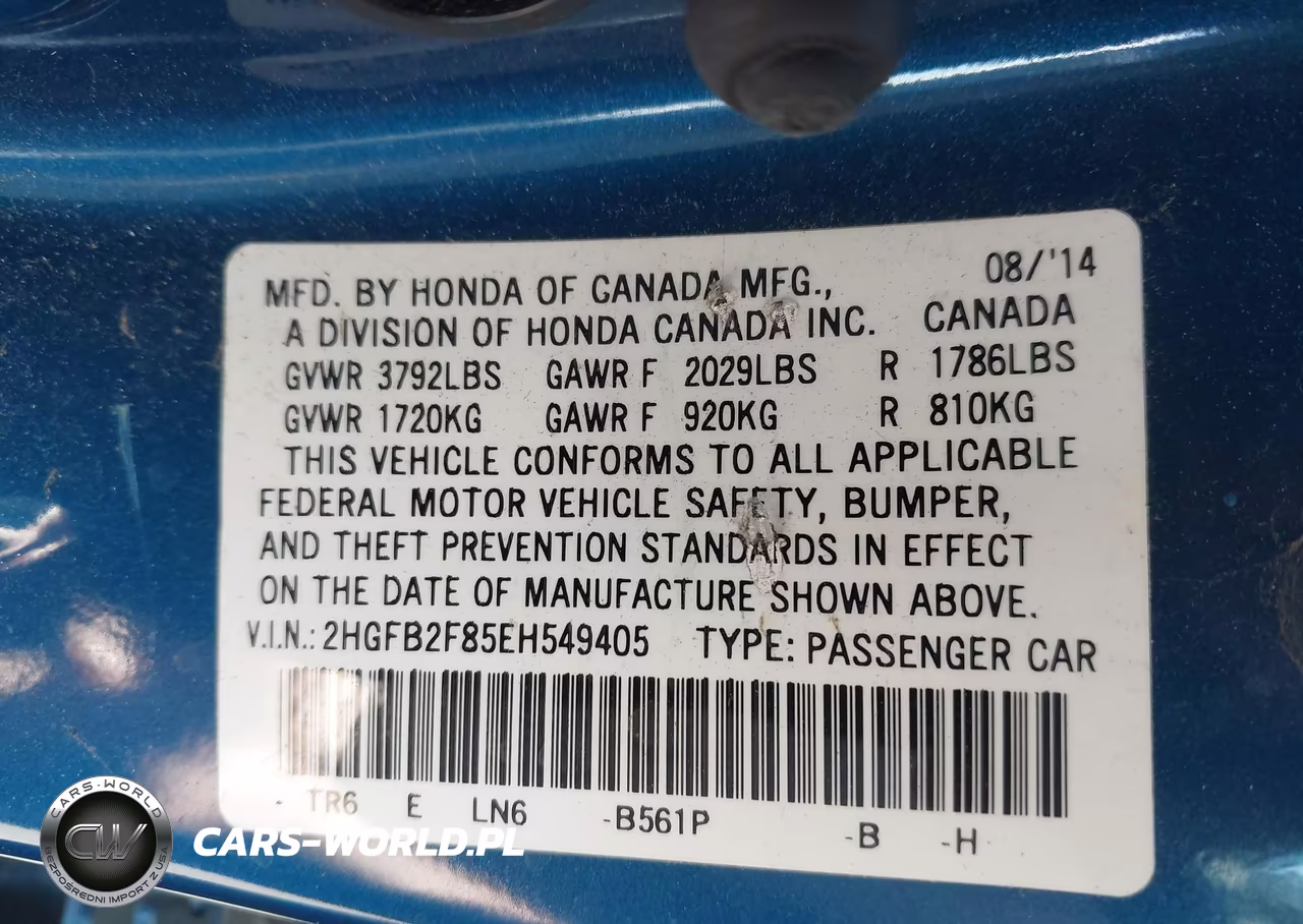 2014 Honda Civic Ex VIN:2HGFB2F85EH549405 - 9