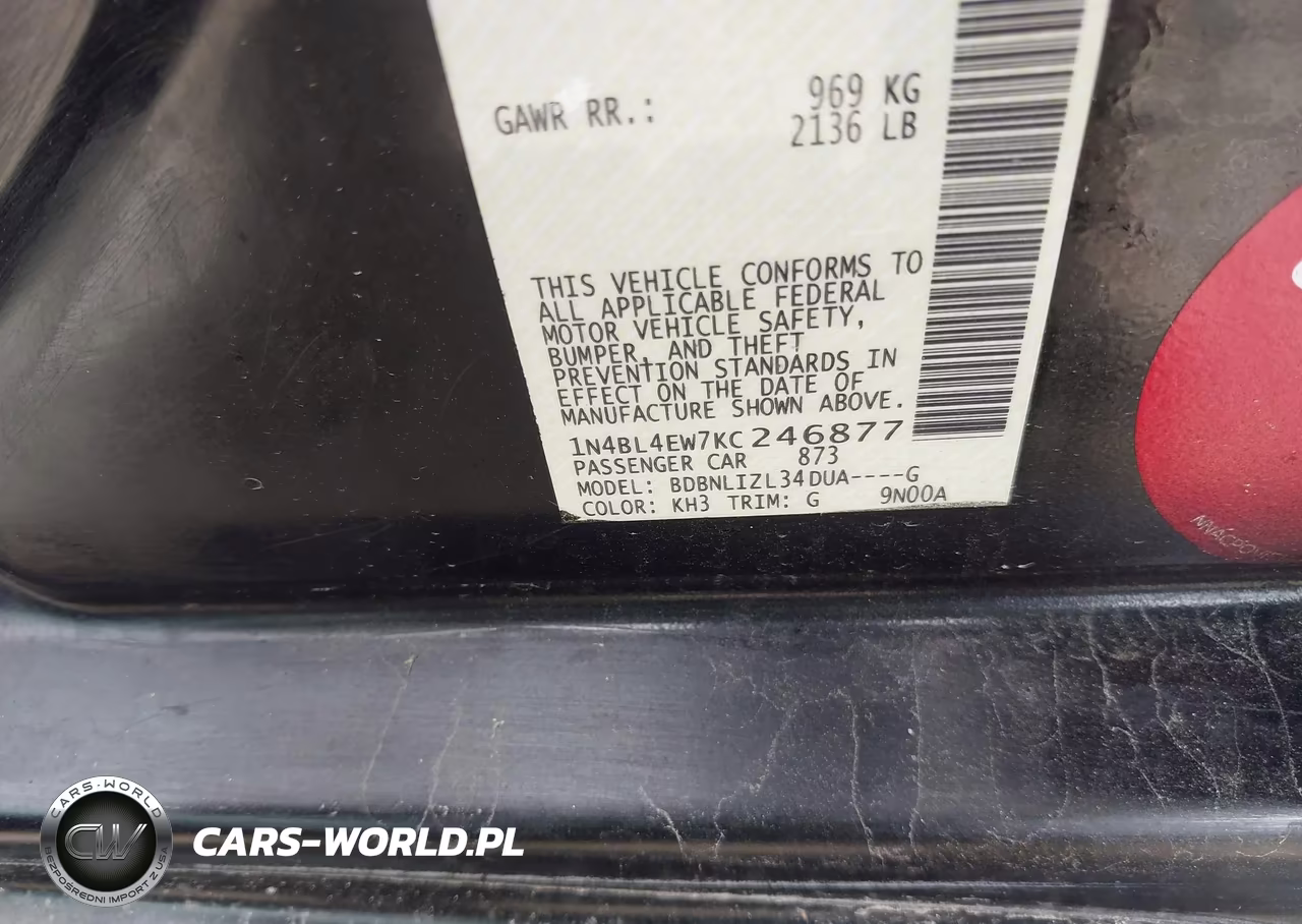 2019 Nissan Altima 2.5 Sl VIN:1N4BL4EW7KC246877 - 9