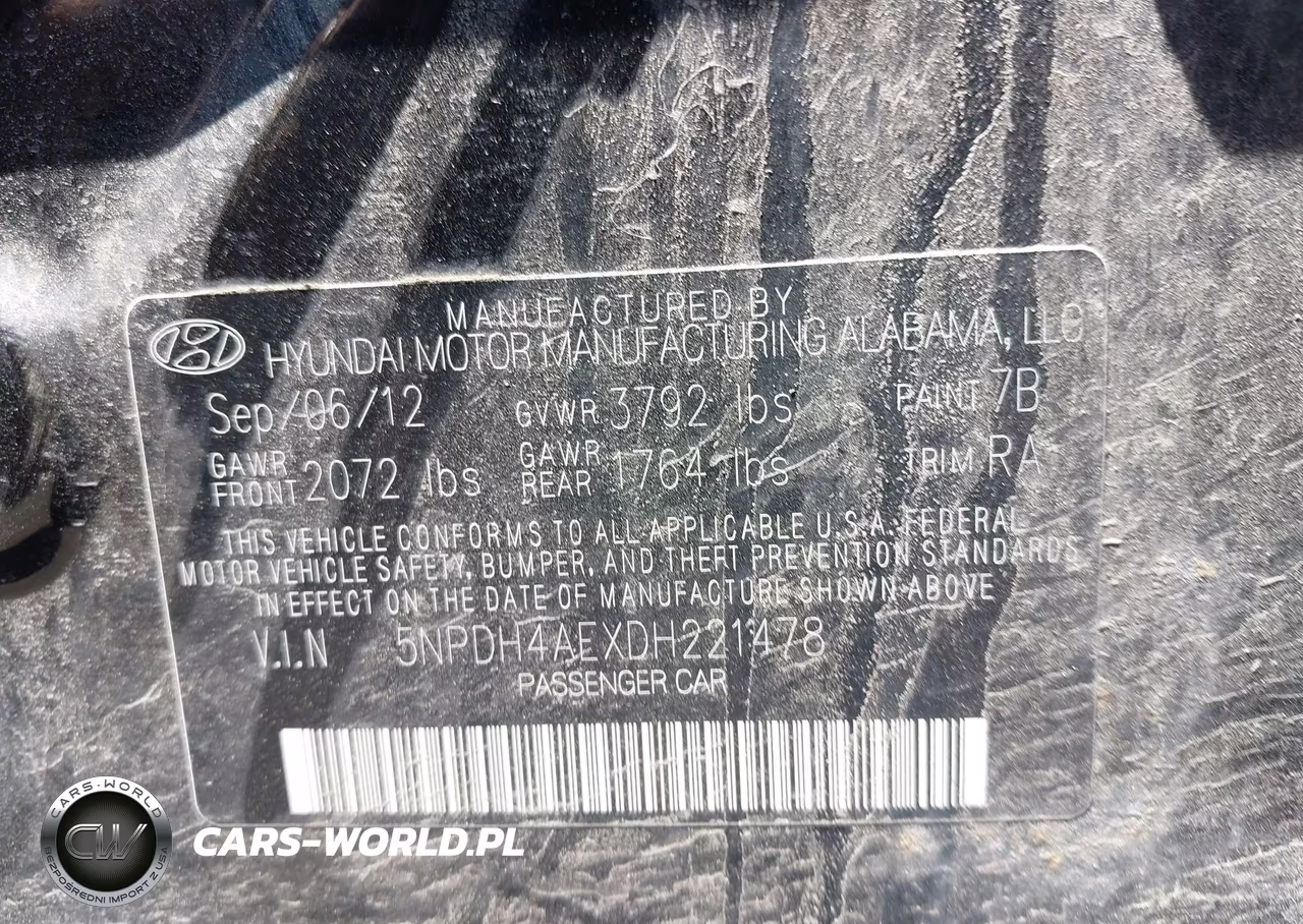 2013 Hyundai Elantra Gls VIN:5NPDH4AEXDH221478 - 9