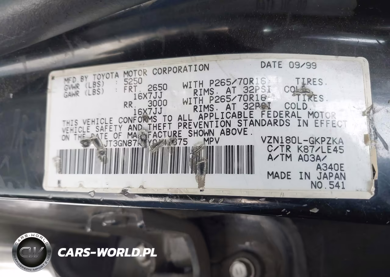 2000 Toyota 4Runner Limited VIN:JT3GN87R7Y0141375 - 17