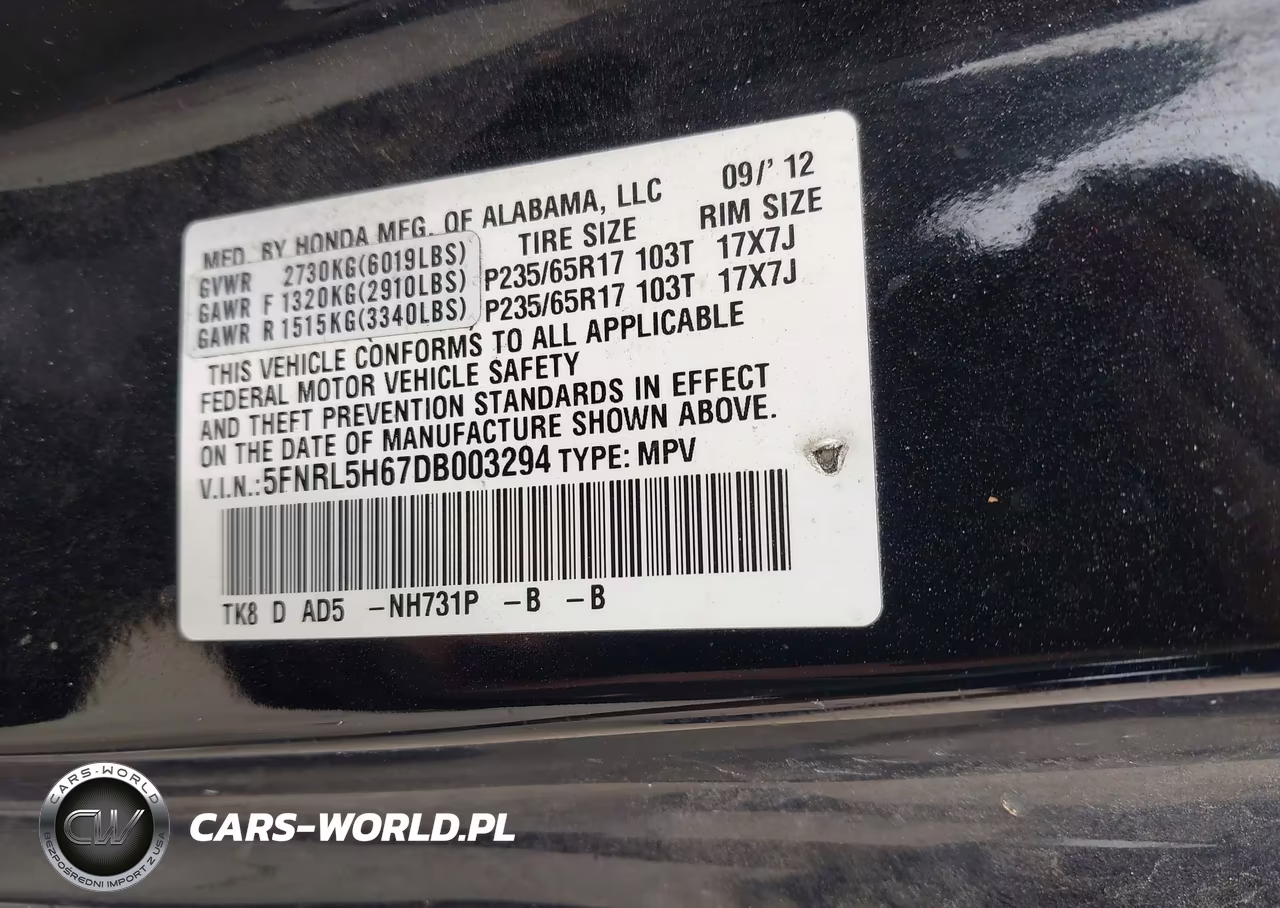 2013 Honda Odyssey Ex-L VIN:5FNRL5H67DB003294 - 9