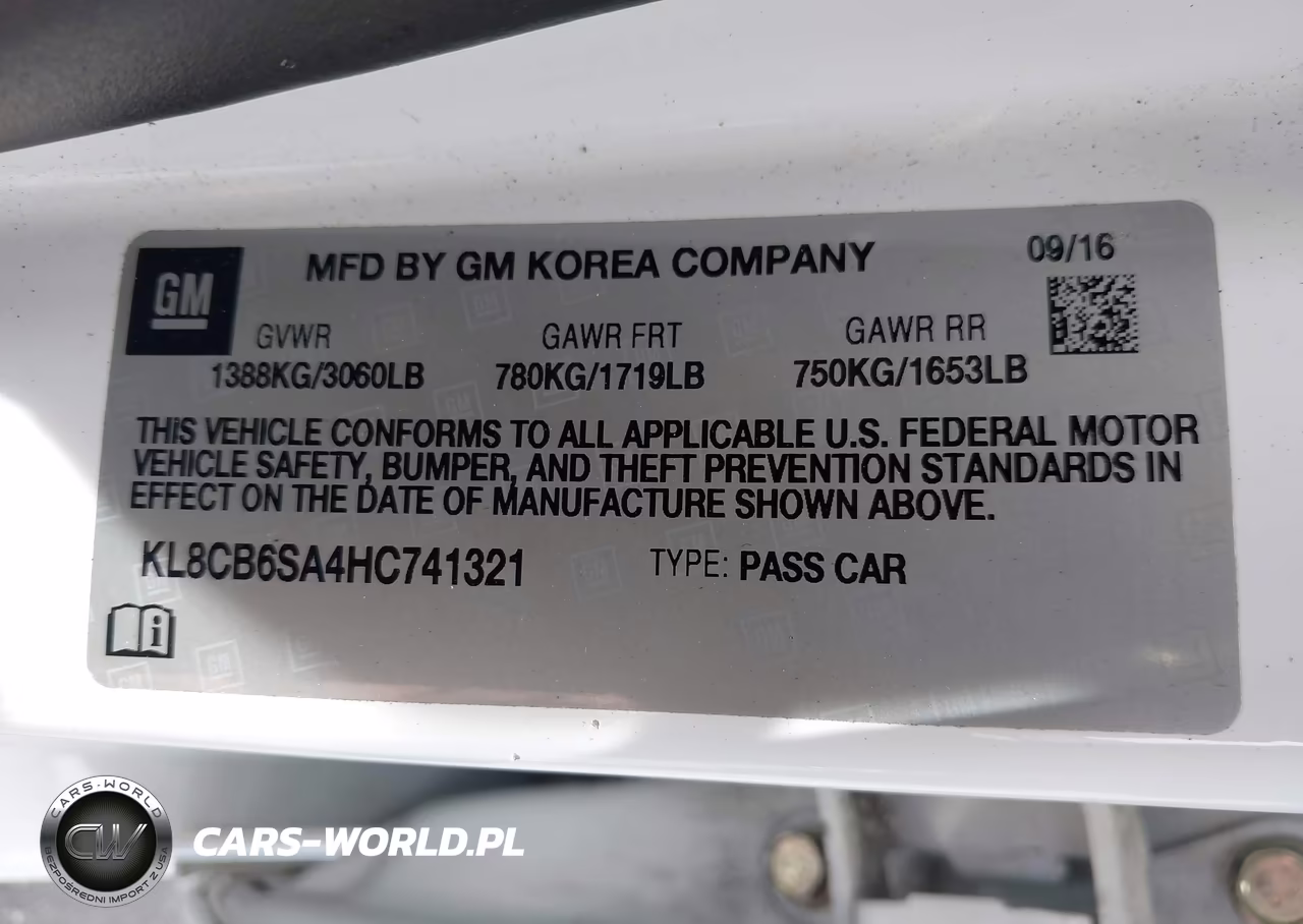 2017 Chevrolet Spark Ls Cvt VIN:KL8CB6SA4HC741321 - 9
