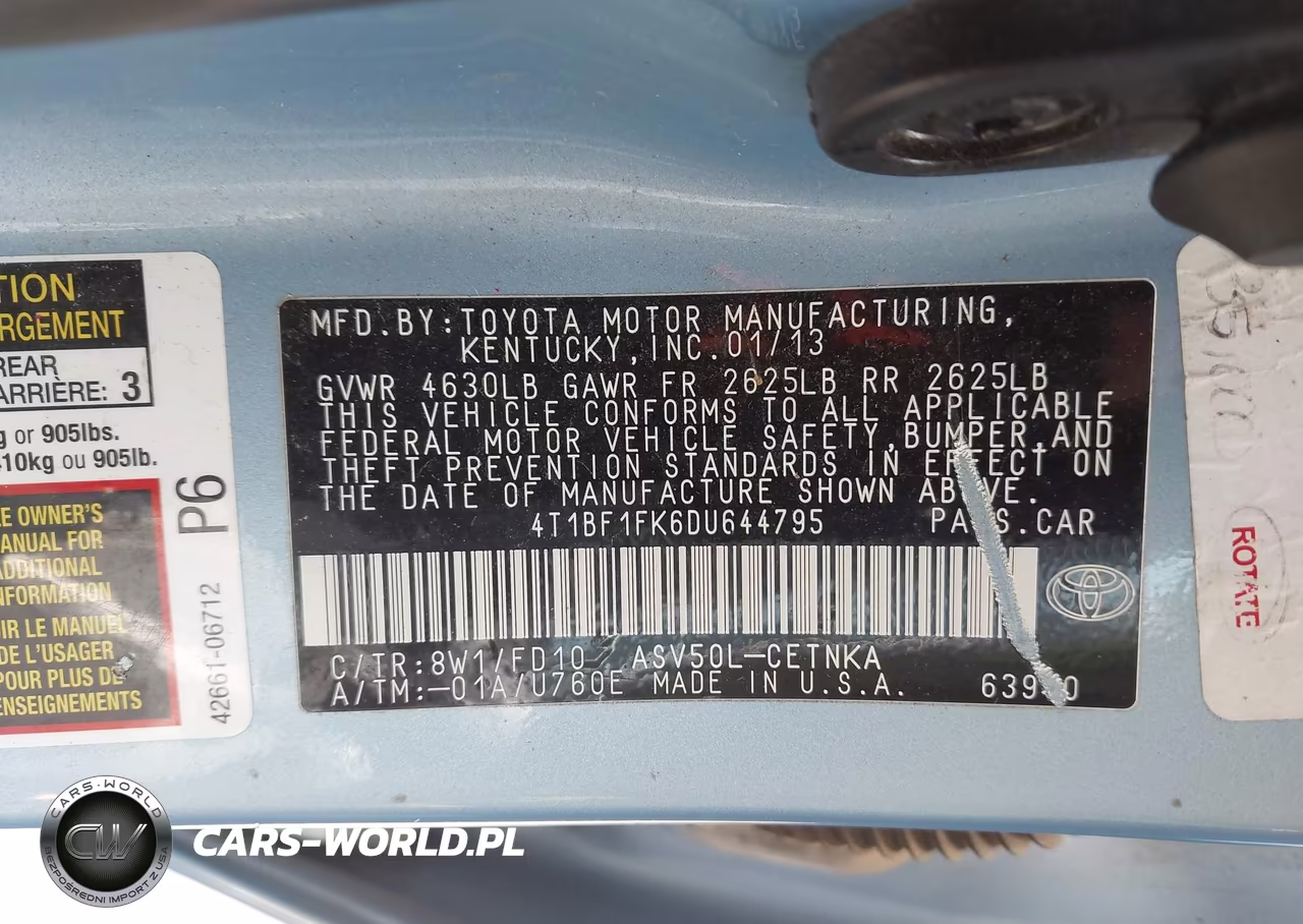 2013 Toyota Camry Le VIN:4T1BF1FK6DU644795 - 9