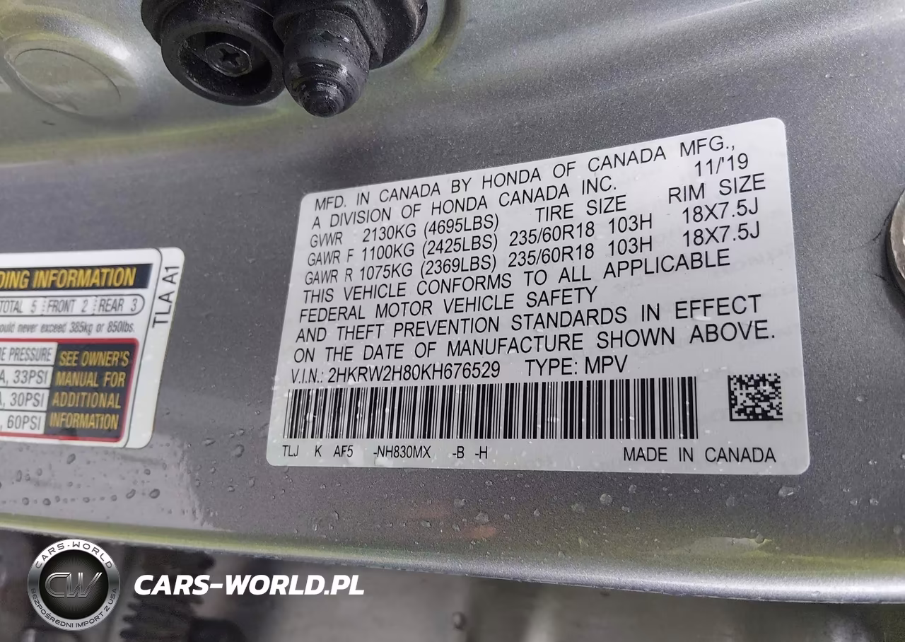 2019 Honda Cr-V Ex-L VIN:2HKRW2H80KH676529 - 9