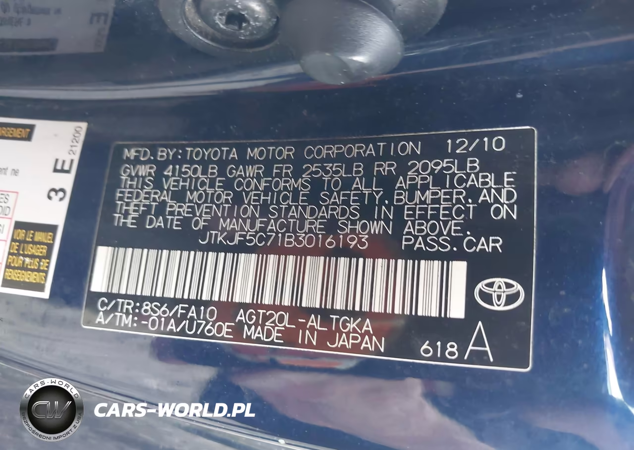 2011 Scion Tc VIN:JTKJF5C71B3016193 - 9