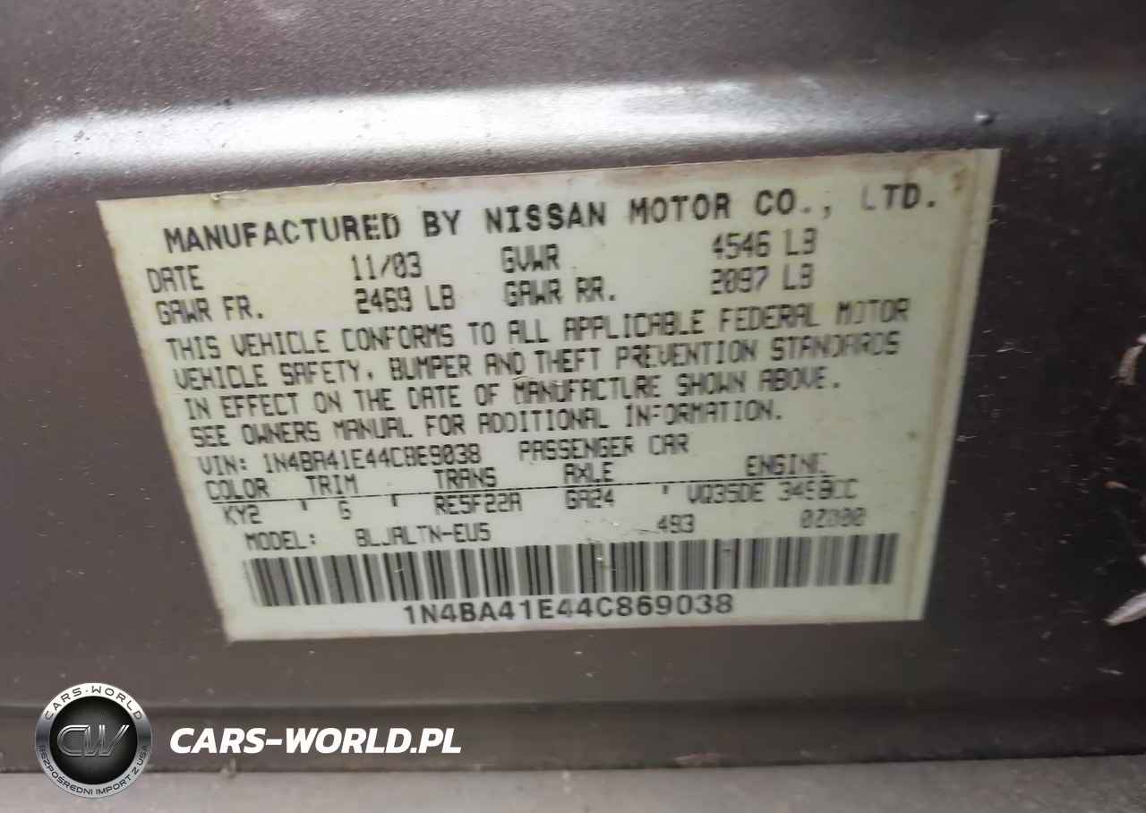 2004 Nissan Maxima 3.5 Se VIN:1N4BA41E44C869038 - 9