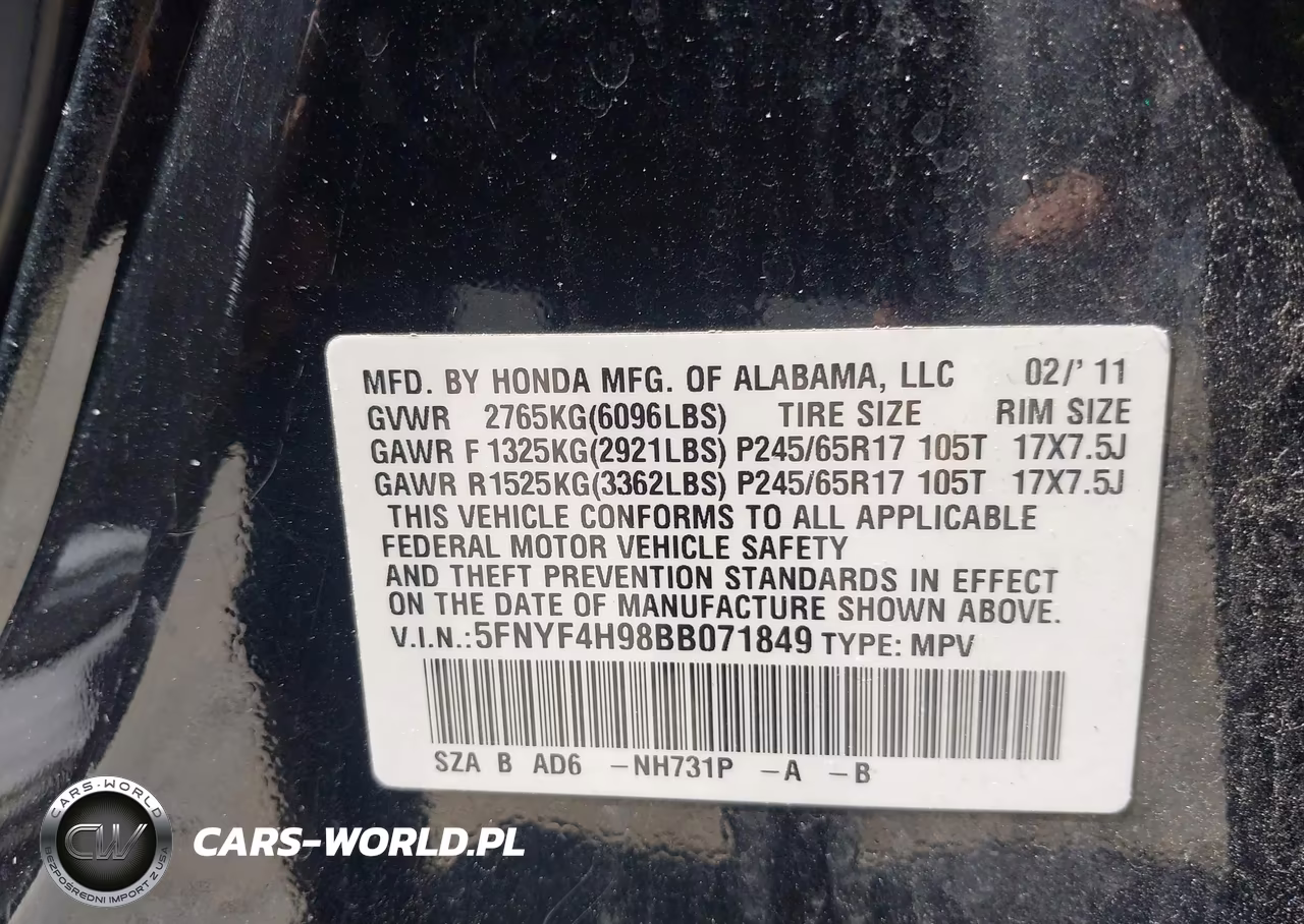 2011 Honda Pilot Touring VIN:5FNYF4H98BB071849 - 9