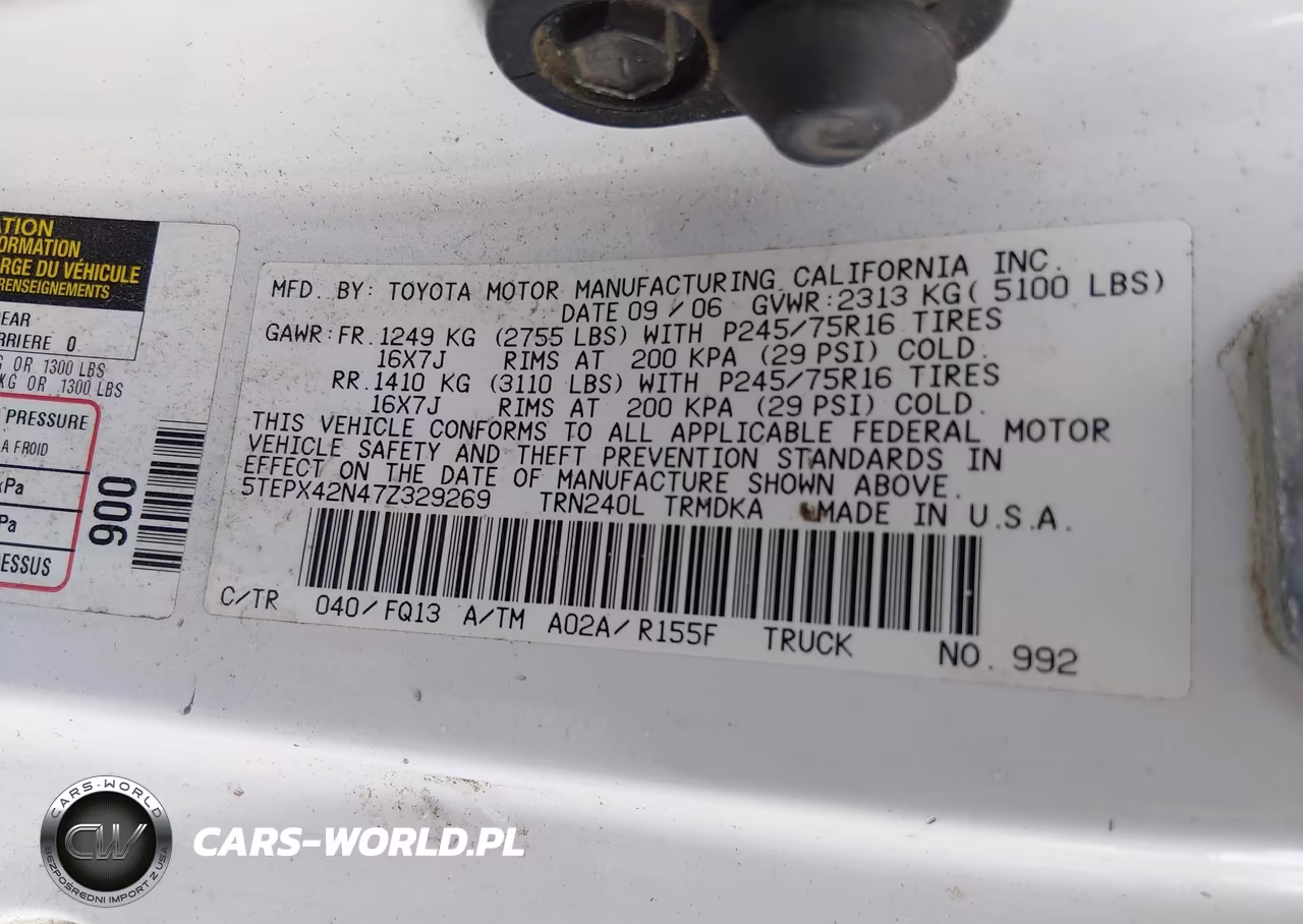 2007 Toyota Tacoma VIN:5TEPX42N47Z329269 - 9