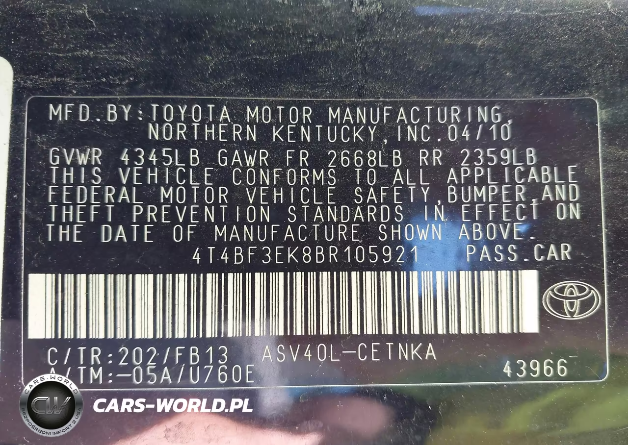 2011 Toyota Camry Le VIN:4T4BF3EK8BR105921 - 9